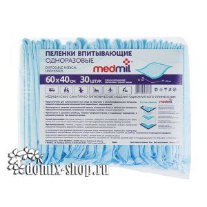 Пеленка впитывающая одноразовая 60*40 см,  Medmil &quot;эконом&quot;  30 шт/упак 